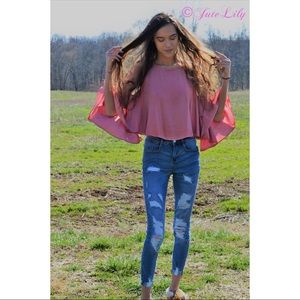 Pink Ruffle Sleeve Top
